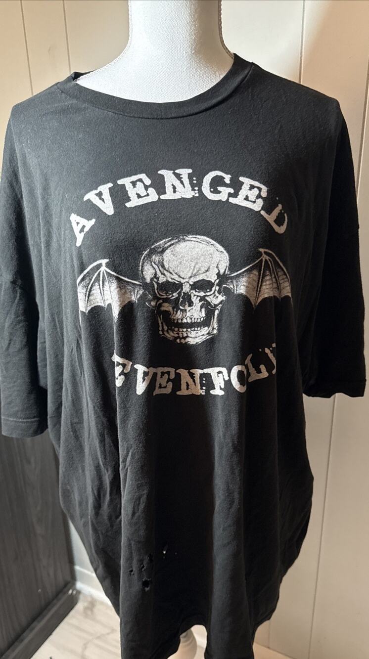 Avenged Sevenfold Death Bat Skull Graphic Band Tee Black Heavy Metal T-Shirt 3XL
